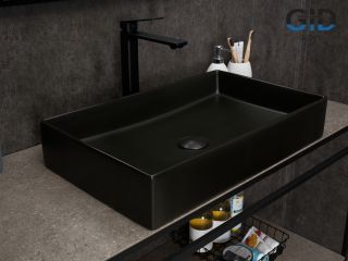 Раковина Gid Bm9496 53363 накладная черная матовая 60.5x37x11